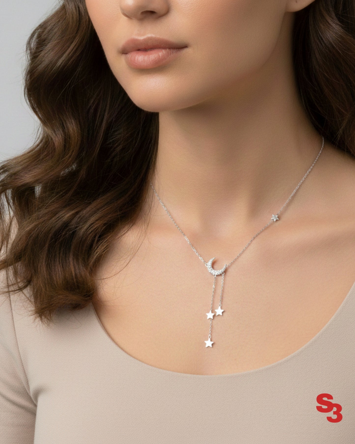 MOON STAR NECKLACE - SILVER