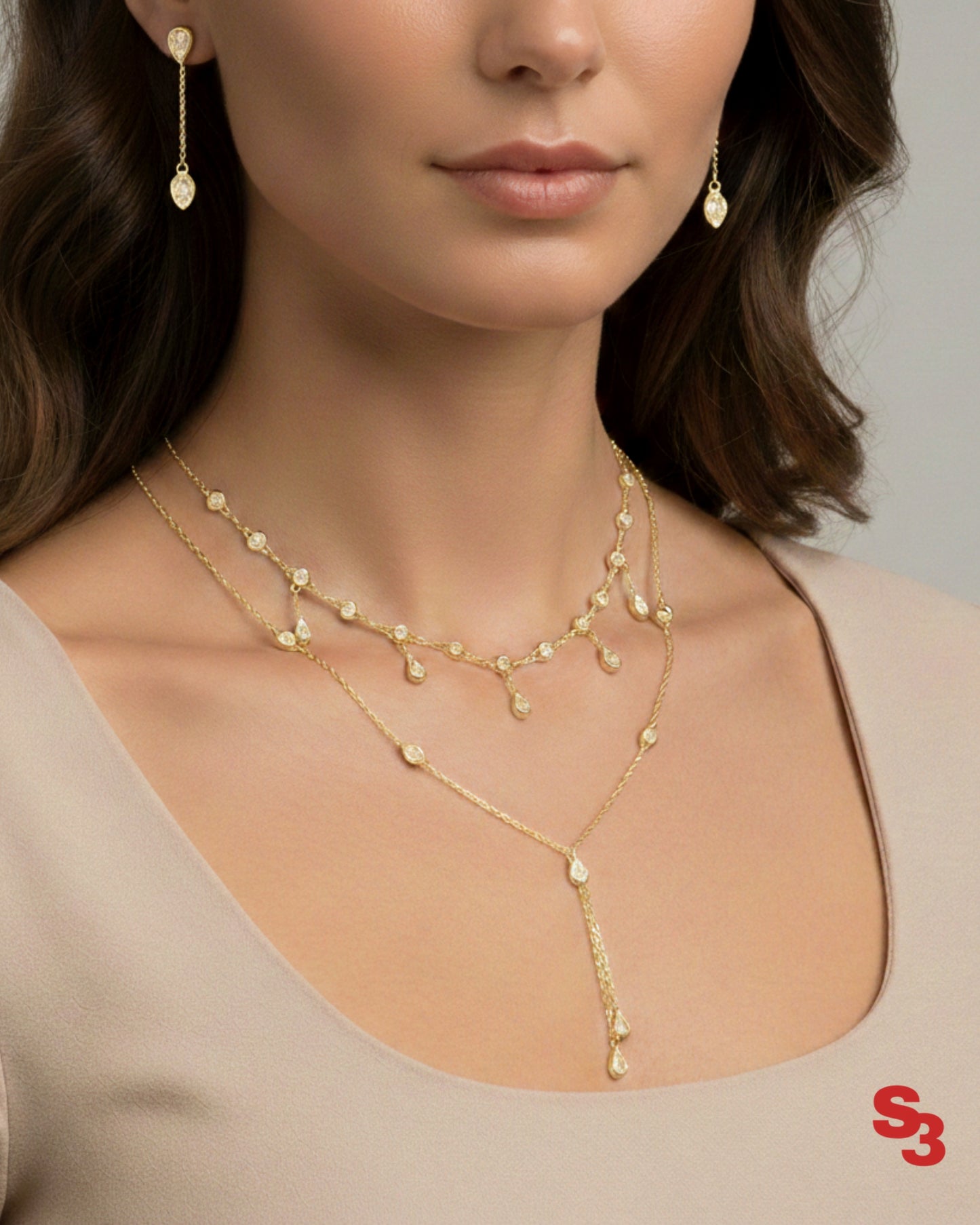 TEARDROP LAYERED NECKLACE- GOLD