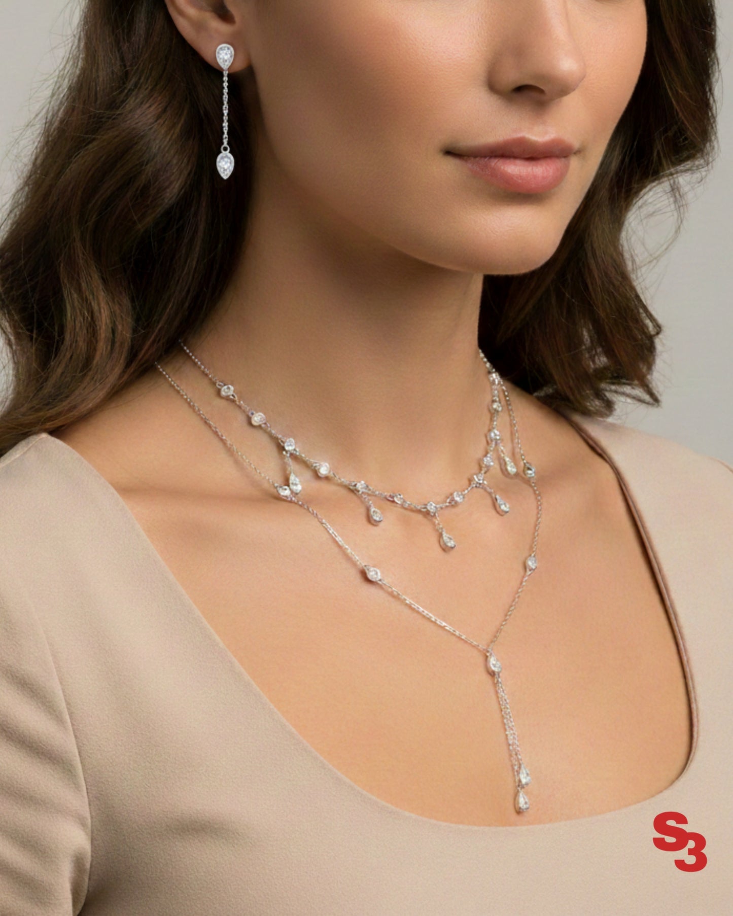 TEARDROP LAYERED NECKLACE - SILVER
