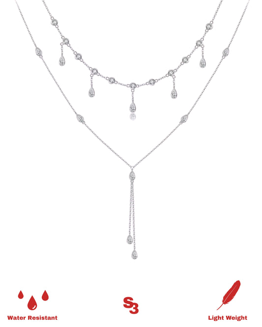 TEARDROP LAYERED NECKLACE - SILVER