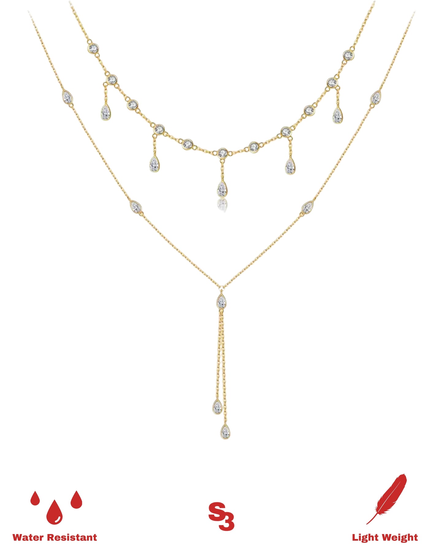 TEARDROP LAYERED NECKLACE- GOLD