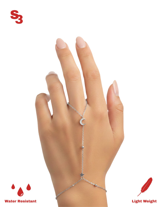 MOON STAR HAND CHAIN - SILVER