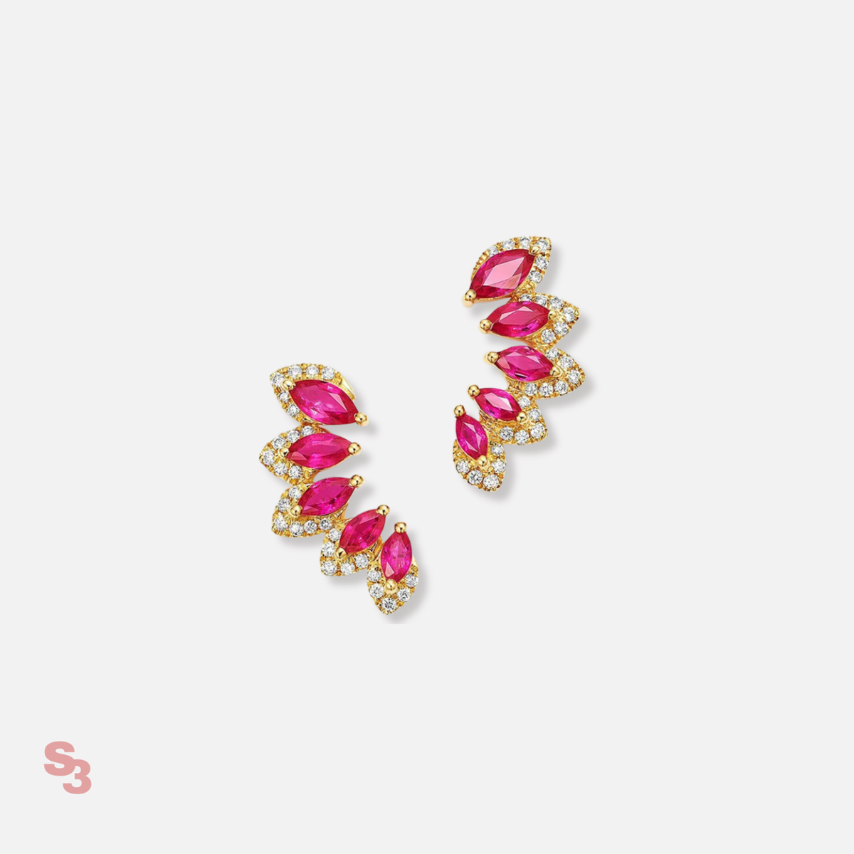 Marquise Sapphire Climber Earrings