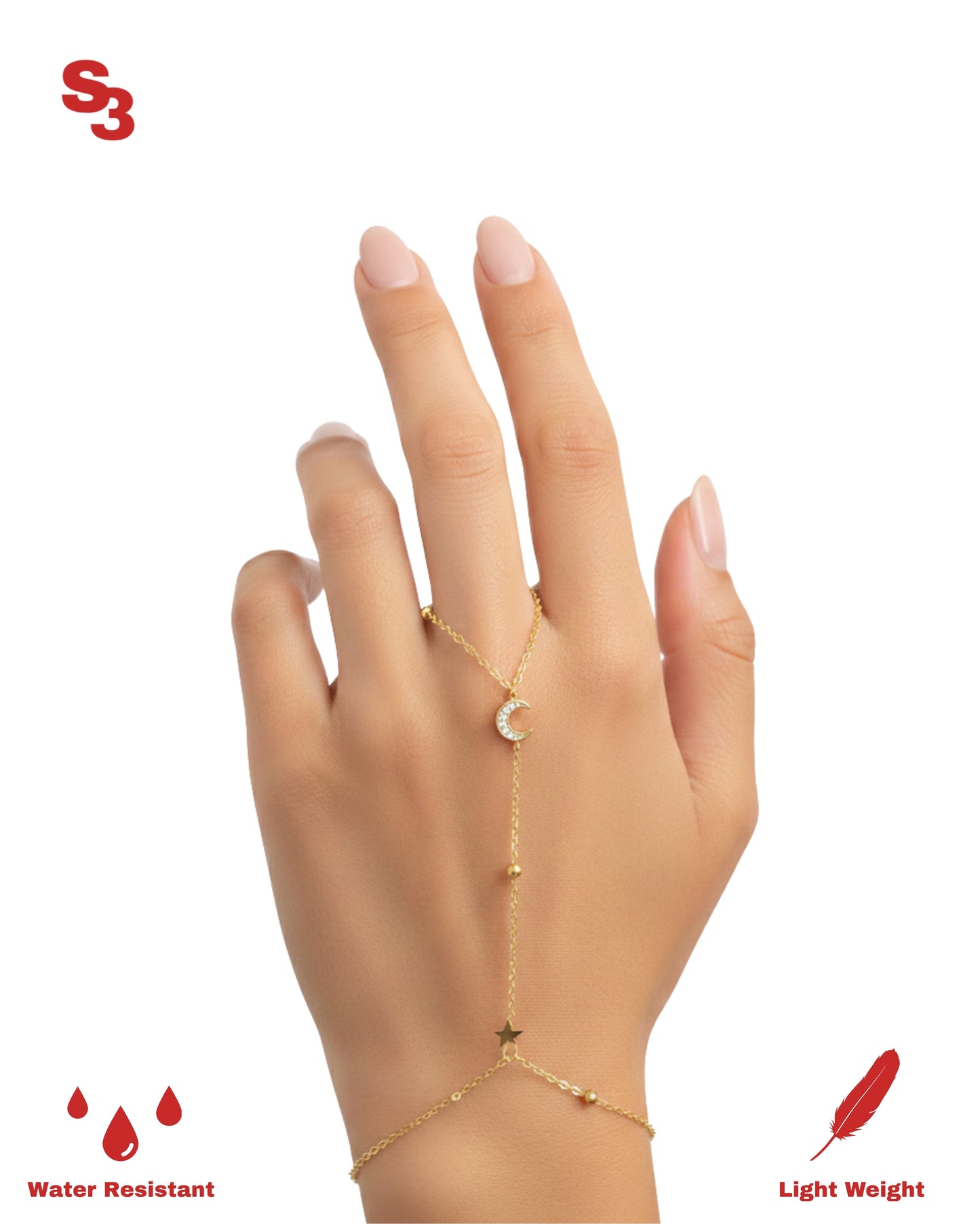 MOON STAR HAND CHAIN - GOLD