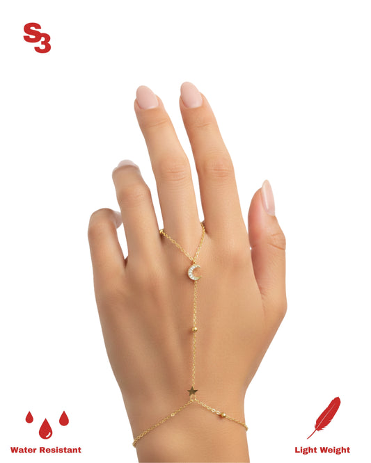 MOON STAR HAND CHAIN - GOLD