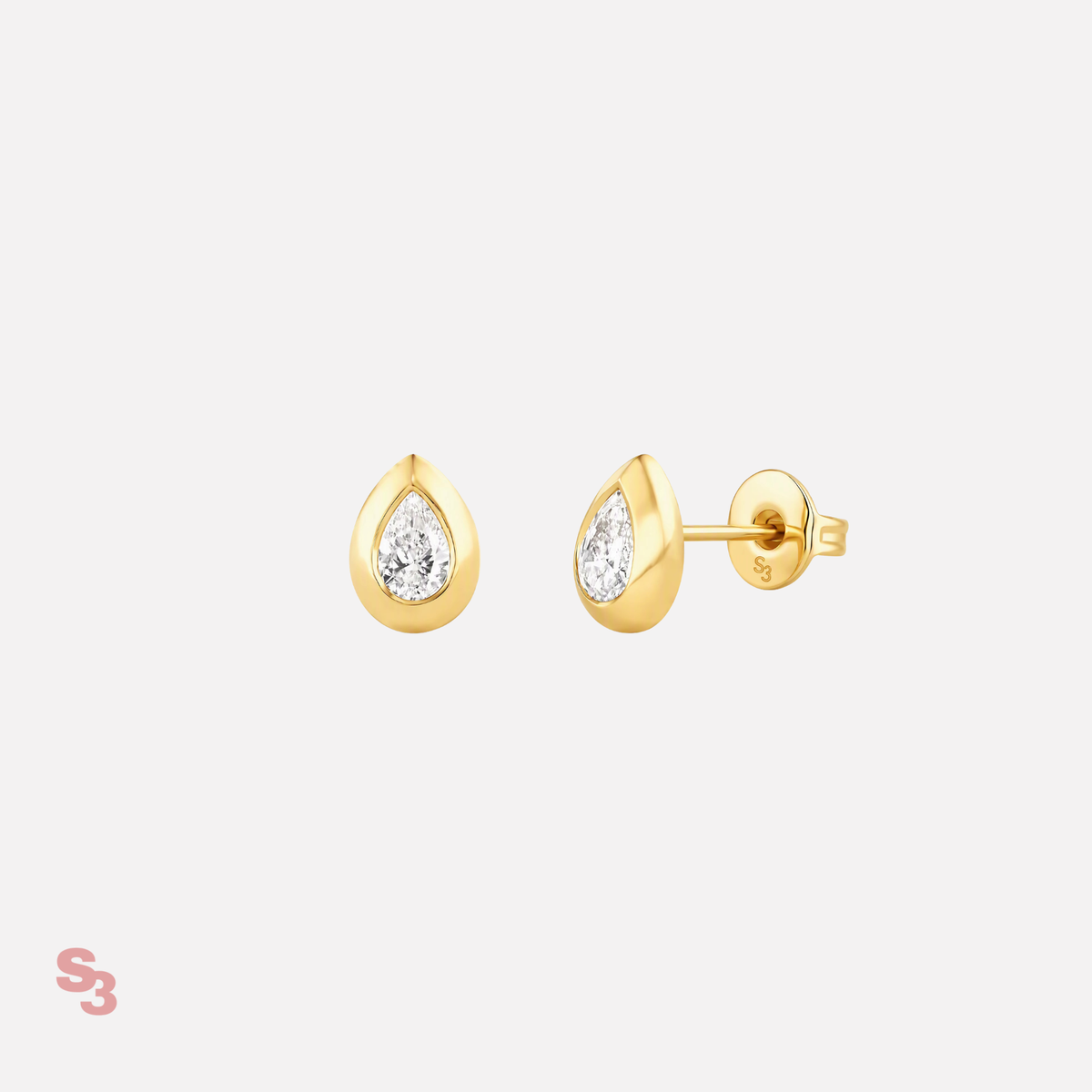 Pear Bezel Studs
