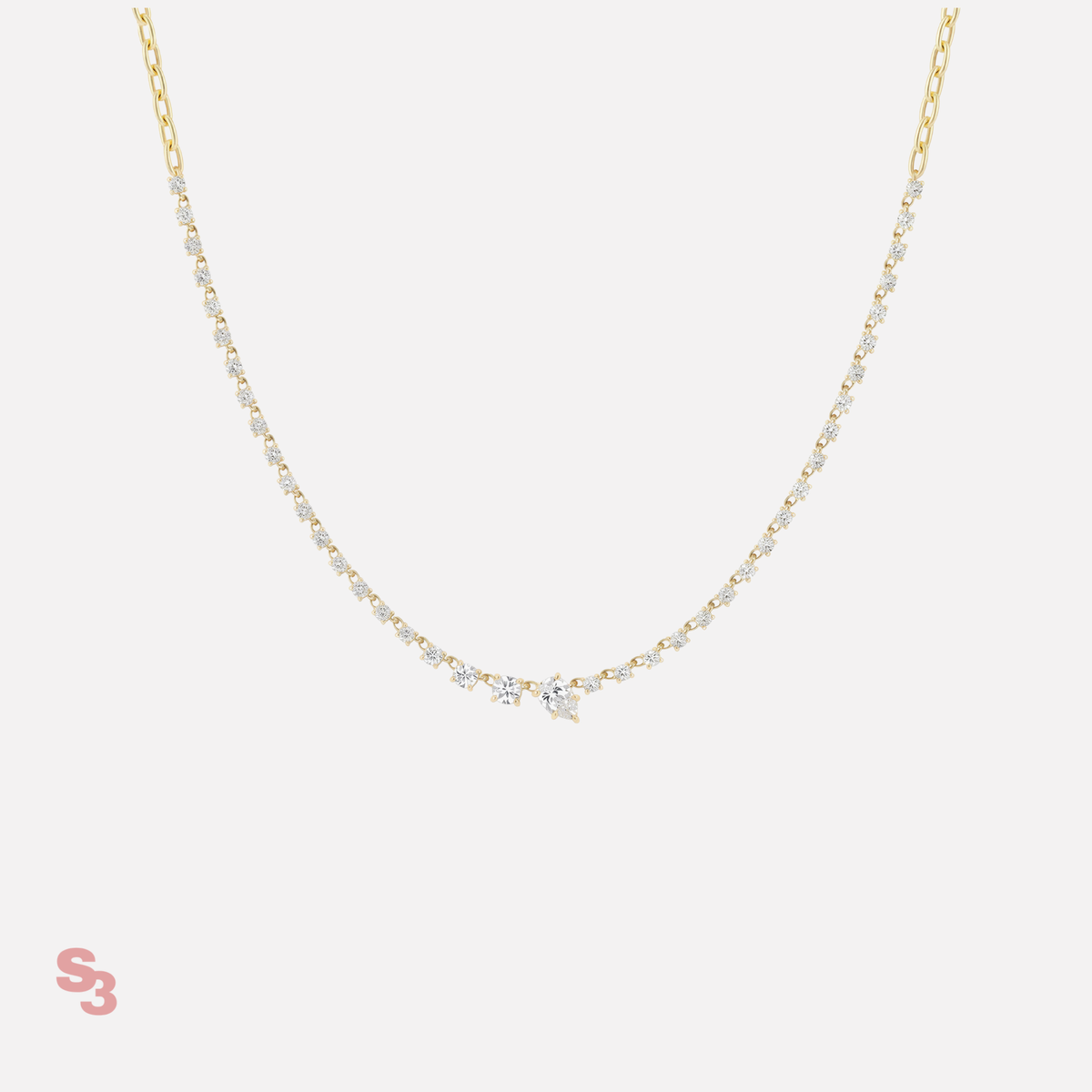Tilted Pear Tennis Necklace