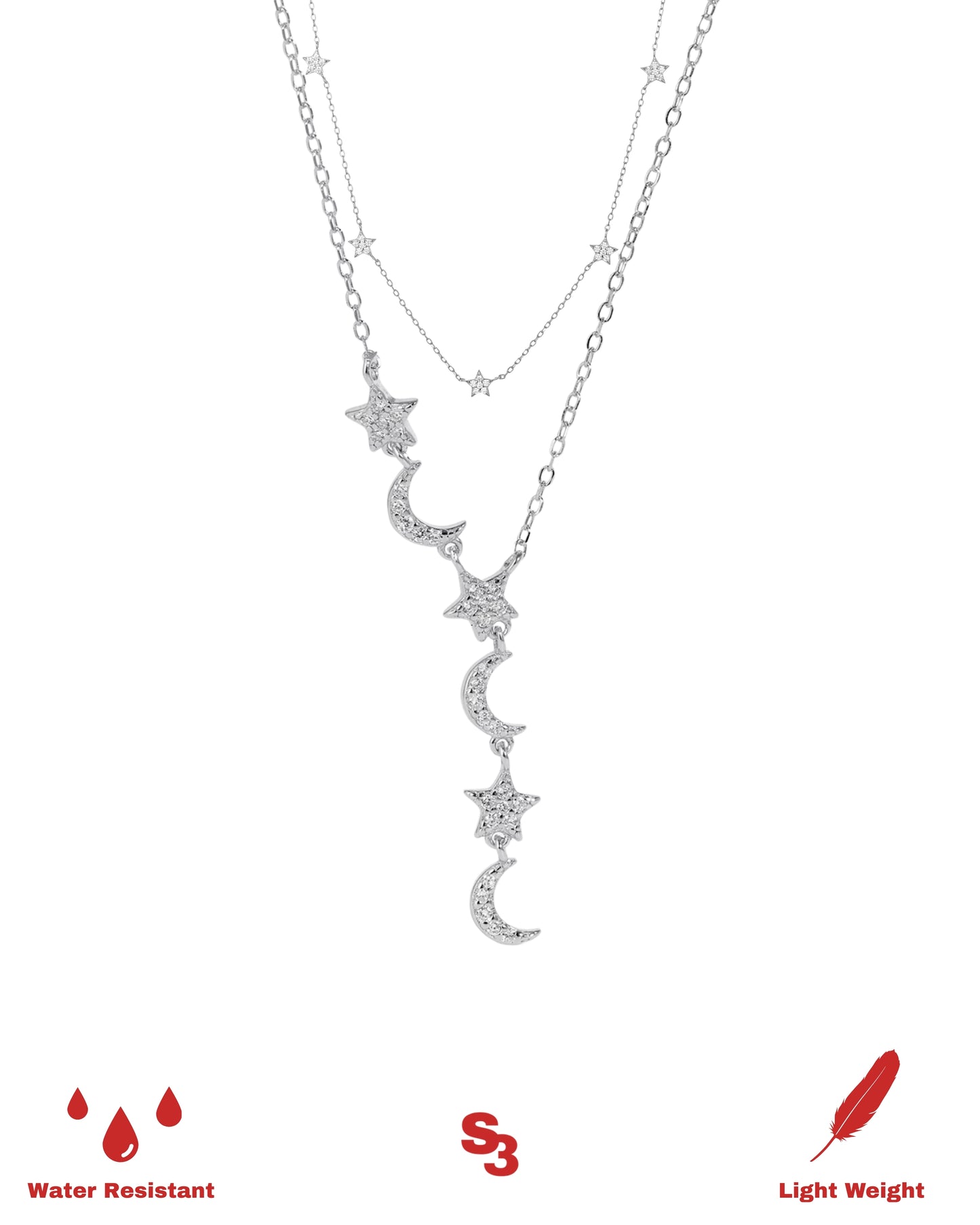 INTO THE MOON LAYERED NECKLACE - SILVER