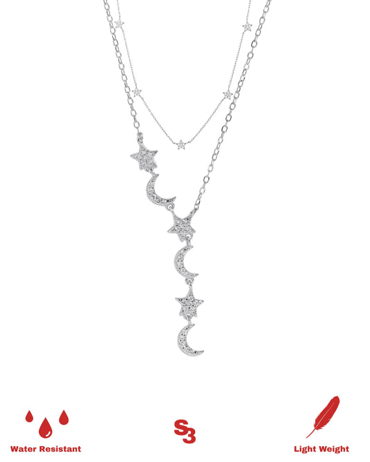 INTO THE MOON LAYERED NECKLACE - SILVER