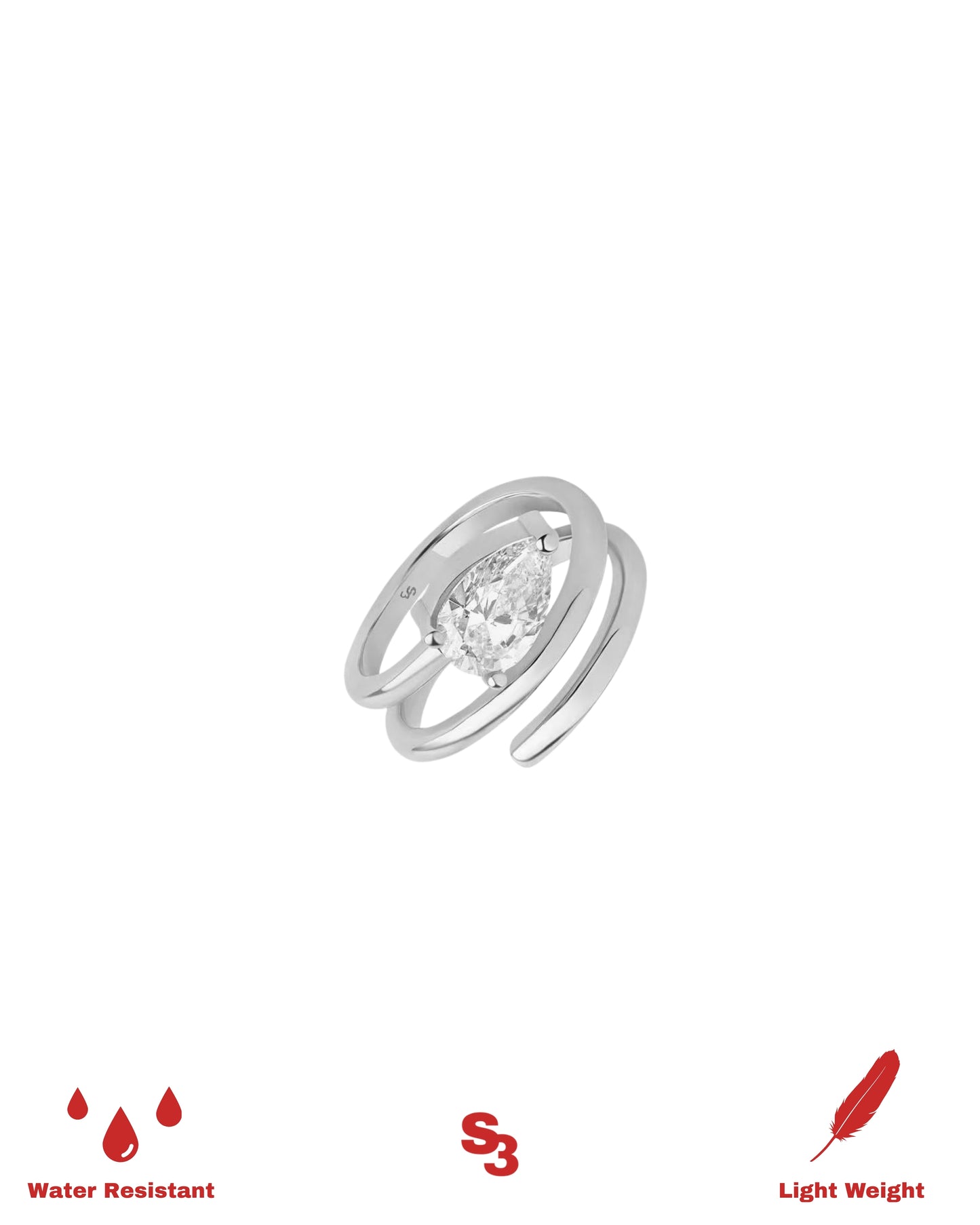 TEARDROP PINKY RING - SILVER
