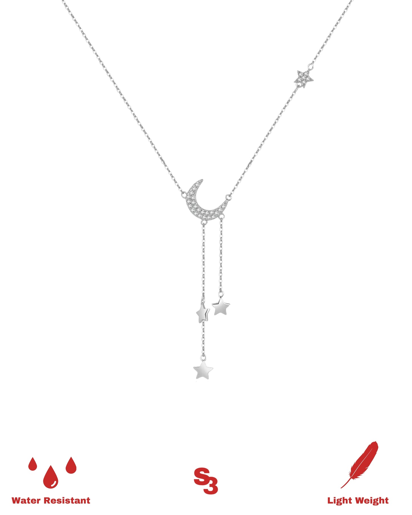 MOON STAR NECKLACE - SILVER