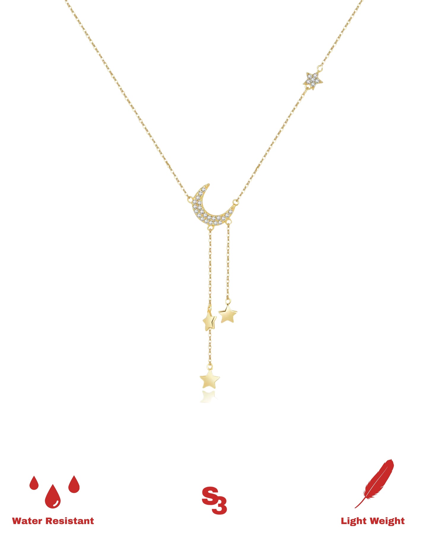MOON STAR NECKLACE - GOLD